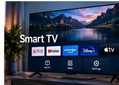 Smart TV running built-in streaming apps